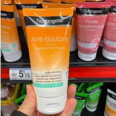 Sữa Rửa Mặt Neutrogena Anti Boutons - Chống Mụn & Mụn Đầu Đen, Gel Tẩy Tế Bào Chết, Dưỡng Sáng Da, Pháp