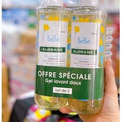 Sữa Tắm Gội Klorane Bé - Set 2 Chai 500ml, Chiết Xuất Hoa Cúc, Dịu Nhẹ, Ngăn Ngừa Kích Ứng Da, An Toàn Cho Trẻ Em