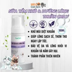 Sữa Tắm Khô cho Mèo Ecopets 100ml - Diệt Khuẩn, Khử Mùi, Dưỡng Lông Mềm Mượt, Không Cần Nước, Tiện Lợi và An Toàn cho Thú Cưng