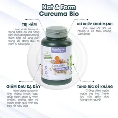 Tinh bột nghệ Nat&Form Bio Curcuma Pháp, hỗ trợ người đau dạ dày, đẹp da