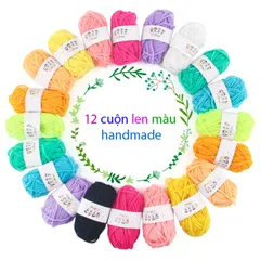 Set 12 Cuộn Len Màu Đa Dạng - Vật Liệu Thủ Công Sáng Tạo, Đồ Chơi Mầm Non, Trang Trí Handmade