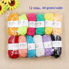 Set 12 Cuộn Len Màu Đa Dạng - Vật Liệu Thủ Công Sáng Tạo, Đồ Chơi Mầm Non, Trang Trí Handmade