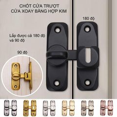Khóa cửa trượt, lùa, xoay bằng hợp kim dày dặn, lắp được cả 90 và 180 độ