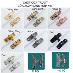 Khóa cửa trượt, lùa, xoay bằng hợp kim dày dặn, lắp được cả 90 và 180 độ