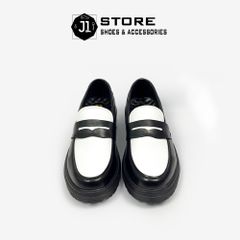 Giày Penny Loafer Da Nam Cao Cấp Đế Cao Su Đúc Nguyên Khối - Kiểu Dáng Minimal Đen Trắng - Phong Cách Thời Trang Sơn Tùng M-TP