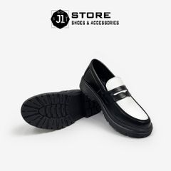 Giày Penny Loafer Da Nam Cao Cấp Đế Cao Su Đúc Nguyên Khối - Kiểu Dáng Minimal Đen Trắng - Phong Cách Thời Trang Sơn Tùng M-TP