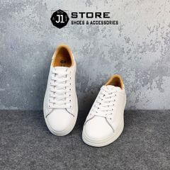 Giày Thể Thao Da Bò Tấm J1 - Sneaker Trắng Remix Đế Cao Su Đúc Nguyên Khối Dành Cho Nam, Phong Cách Trẻ Trung, Năng Động