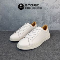 Giày Thể Thao Da Bò Tấm J1 - Sneaker Trắng Remix Đế Cao Su Đúc Nguyên Khối Dành Cho Nam, Phong Cách Trẻ Trung, Năng Động