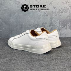 Giày Thể Thao Da Bò Tấm J1 - Sneaker Trắng Remix Đế Cao Su Đúc Nguyên Khối Dành Cho Nam, Phong Cách Trẻ Trung, Năng Động