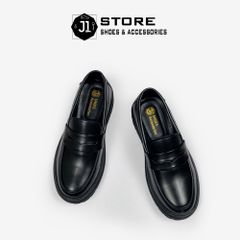 Giày Penny Loafer Full Black Nam - Giày Lười Da Cao Cấp Đế Cao Su Đúc, Phong Cách Thời Trang Minimal J1