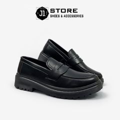 Giày Penny Loafer Full Black Nam - Giày Lười Da Cao Cấp Đế Cao Su Đúc, Phong Cách Thời Trang Minimal J1