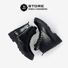 Giày Combat Boot DZ01 Nam Nữ Dáng Hàn Tăng Chiều Cao 5cm - Giày Đốc 36-44 Chất Liệu Da Bò Nappa Chống Trượt