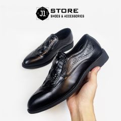 Giày Tây Lười Nam Da Nappa Vân Cá Sấu Cao Cấp Loafer Crocodile Luxury - Đế Cao Su Đúc Chống Trượt, Thoải Mái Suốt Ngày