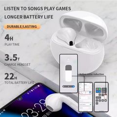 Tai nghe Bluetooth 5.1 Pro6TWS không dây có mic, âm thanh sống động, thiết kế siêu nhẹ, sạc nhanh | Tai nghe tiện dụng cho Android và iOS.