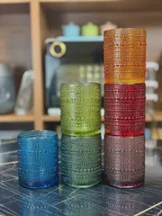 Bộ 6 Cốc Thủy Tinh Hạt Cườm Viola 295ml - Sang Trọng, Tinh Tế, Độc Đáo, Phục Vụ Đa Dạng Thức Uống