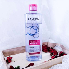 Nước Tẩy Trang Dưỡng Ẩm L'Oreal Paris Micellar Water 3-In-1 400ml - Làm Sạch Dịu Nhẹ, Cấp Ẩm Cho Da Thường Đến Nhạy Cảm