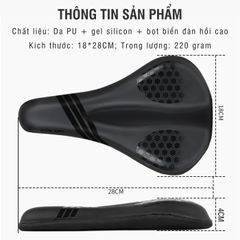 Vỏ Bọc Yên Xe Đạp PÊ ĐAN 4D Gel Silicone Hấp Thụ Sốc, Da PU Chống Thấm Nước, Phù Hợp Xe Đạp Thể Thao, Chống Trượt, Đệm êm ái