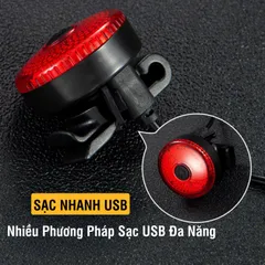 Đèn Hậu Xe Đạp PÊ ĐAN Led Siêu Sáng Chống Nước IPX4 - Đèn Nháy 3 Chế Độ An Toàn, Sạc USB, Lắp Đặt Dễ Dàng
