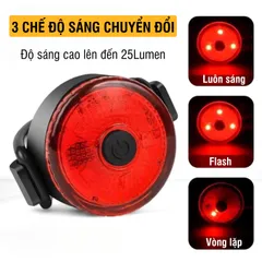 Đèn Hậu Xe Đạp PÊ ĐAN Led Siêu Sáng Chống Nước IPX4 - Đèn Nháy 3 Chế Độ An Toàn, Sạc USB, Lắp Đặt Dễ Dàng