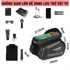 Túi Treo Xe Đạp PÊ ĐAN 2 Ngăn Có Màn Hình Cảm Ứng TPU Chống Nước - Phụ Kiện Xe Đạp Tiện Lợi Cho Điện Thoại và Đồ Dùng