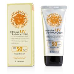 Kem Chống Nắng 3W Clinic Intensive UV Sun Block Cream 70ml - Bảo Vệ Da Nhạy Cảm, Cung Cấp Độ Ẩm, Chống Tia UV Mặt Trời