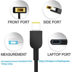 Sạc Laptop Lenovo ThinkPad T470 T470p T470s 20V - 2.25A 3.25A 45W 65W Chân Vuông USB - Phụ Kiện Chính Hãng Giá Rẻ