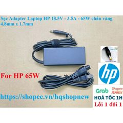 Sạc Adapter Laptop HP 18.5V 3.5A 65W Chân Vàng 4.8mm x 1.7mm - Phụ Kiện Chính Hãng An Toàn và Hiệu Quả