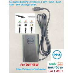 Sạc Laptop Dell XPS 13 7390  20V 3.25A - 65W - Chân USB C, Sạc Mới 100% Bảo Đảm Tương Thích