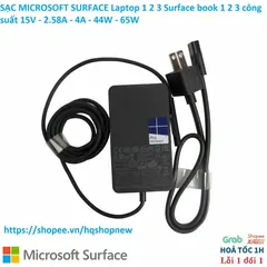 Sạc Microsoft Surface Chính Hãng Cho Laptop 1 2 3 & Surface Book 1 2 3 - Công Suất 15V 2.58A 44W 65W - Phụ Kiện Giá Rẻ
