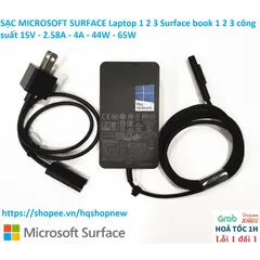 Sạc Microsoft Surface Chính Hãng Cho Laptop 1 2 3 & Surface Book 1 2 3 - Công Suất 15V 2.58A 44W 65W - Phụ Kiện Giá Rẻ
