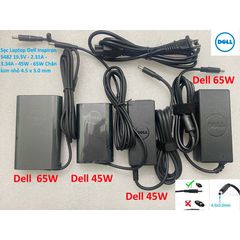 Sạc Chính Hãng Laptop Dell Inspiron 5482 - 19.5V 2.31A 3.34A 45W 65W Chân Kim Nhỏ 4.5 x 3.0mm - Hàng Mới 100%