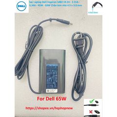 Sạc Chính Hãng Laptop Dell Inspiron 5482 - 19.5V 2.31A 3.34A 45W 65W Chân Kim Nhỏ 4.5 x 3.0mm - Hàng Mới 100%
