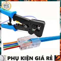 Bộ Kìm Bấm Dây Mạng Xuyên Thấu RJ11/RJ12/RJ45 và 100 Hạt Mạng Chất Lượng Cao - Phụ Kiện Giá Rẻ Cho Dự Án Mạng
