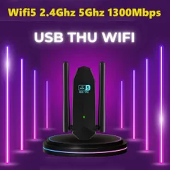 USB Wifi 1300Mbps Dual Antenna - Bộ Chuyển Đổi Wifi 2.4/5GHz Tốc Độ Cao Cho Laptop & PC - Phụ Kiện Giá Rẻ Tiện Lợi