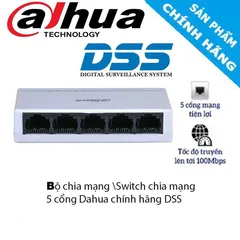 Bộ Chia Mạng 5 Cổng Dahua DSS - Switch Ethernet Nhanh Tốc Độ 100Mbps Chính Hãng, Tiết Kiệm Không Gian, Bảo Hành 24 Tháng