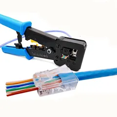 Kìm Bấm Dây Mạng Xuyên Thấu Chính Hãng - RJ11/RJ12/RJ45 - Thép Không Gỉ - Dụng Cụ Bấm Cáp Mạng Tiện Dụng 2 Line