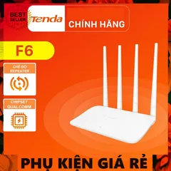 Bộ phát sóng WiFi Tenda F6 - Chuẩn N 300Mbps, 4 Ăng-ten, Repeater, Thiết kế Sang trọng cho Nhà và Căn hộ Nhỏ