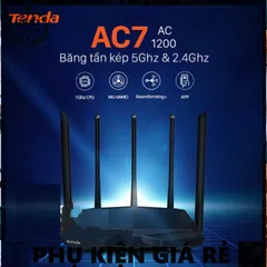 Router Wifi Tenda AC7 AC1200M Băng Tần Kép 2.4G/5G, 5 Anten 6dBi - Tốc Độ 1167Mbps, Phủ Sóng Mạnh Mẽ, Hỗ Trợ Nhiều Thiết Bị