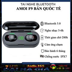 Tai nghe Bluetooth 5.0 AMOI F9 Quốc Tế - Không Dây, Chống Nước IPX5, Âm Thanh HIFI, Sạc Dự Phòng 2500mAh, Bảo Hành 6 Tháng