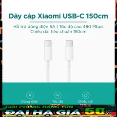 Dây Sạc USB Type C Chính Hãng Xiaomi 5A Tốc Độ Cao 480Mbps Dài 1.5M - Phụ Kiện Giá Rẻ Tiện Lợi Cho Mọi Thiết Bị