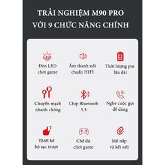Tai Nghe Bluetooth M90 Pro - Thiết Kế Hiện Đại, Âm Thanh HIFI, Bluetooth 5.3, Pin Lâu, Ngăn Sạc Trượt - Phụ Kiện Giá Rẻ Cho Người Yêu Âm Nhạc