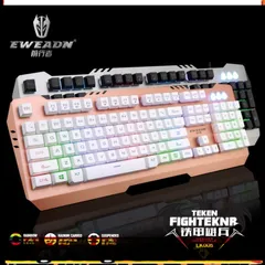 Combo Bàn Phím Giả Cơ Chuyên Game EWEADN K005 Trắng - Fullsize 104 Phím LED 7 Màu - Phụ Kiện Chơi Game Giá Rẻ