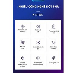 Tai Nghe Gaming Bluetooth 5.1 X15 - Âm Thanh Hi-Fi Chống Nước IPX5, Thiết Kế Đèn LED RGB, Pin Kéo Dài, Phù Hợp Chơi Game và Nghe Nhạc