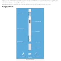 Bút Thử Nước TDS Xiaomi - Kiểm Tra Độ Sạch Nước Uống, Kết Quả Nhanh 2s, Dễ Sử Dụng, Thiết Bị Chăm Sóc Sức Khỏe Thông Minh