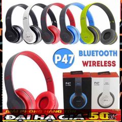 Tai Nghe Chụp Tai Bluetooth P47 - Kết Nối Không Dây, Hỗ Trợ Thẻ Nhớ, Âm Thanh Chất Lượng Cao, Nghe Đài FM, Phụ Kiện Giá Rẻ
