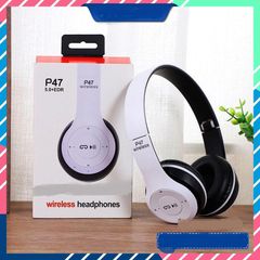 Tai Nghe Chụp Tai Bluetooth P47 - Kết Nối Không Dây, Hỗ Trợ Thẻ Nhớ, Âm Thanh Chất Lượng Cao, Nghe Đài FM, Phụ Kiện Giá Rẻ