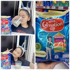 Sữa Bột Nguyên Kem Carnation Nội Địa Thái 850gr - Hương Vị Vani, Bổ Sung Omega 3, 6, 9, Tăng Cân và Chiều Cao Cho Bé Từ 1-6 Tuổi