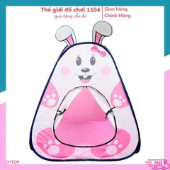 Lều đồ chơi cho bé gái, họa tiết tai thỏ, sức chứa 2-3 bé, lều tự bung, đồ chơi cắm trại