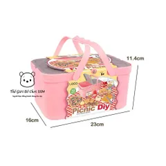 Giỏ Xách Đồ Chơi Dã Ngoại Hamburger 28 Món Màu Hồng - Trò Chơi Giả Lập Kích Thích Sáng Tạo Cho Bé 3 Tuổi Trở Lên