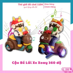 Đồ chơi cậu bé lái xe mô tô nghệ thuật có nhạc, đèn, xoay 360 độ dành cho bé sơ sinh